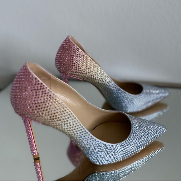 New JIMMY CHOO Romy 100 Leather Embellished Pumps $1,595 37 - Picture 11 of 16